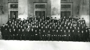 Erinnerungsfoto der Innsbrucker Buchdrucker zum Streik 1914 